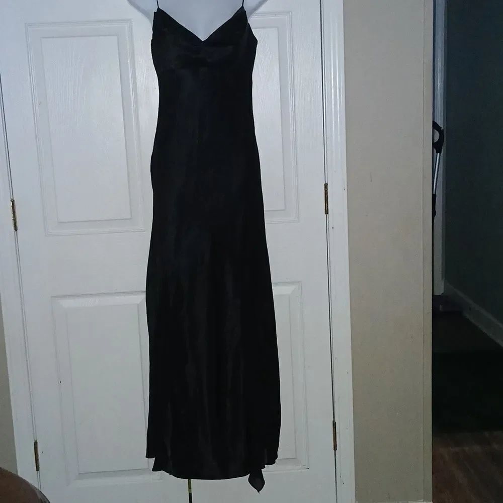 Cache long black dress Sz S 3/4 EUC